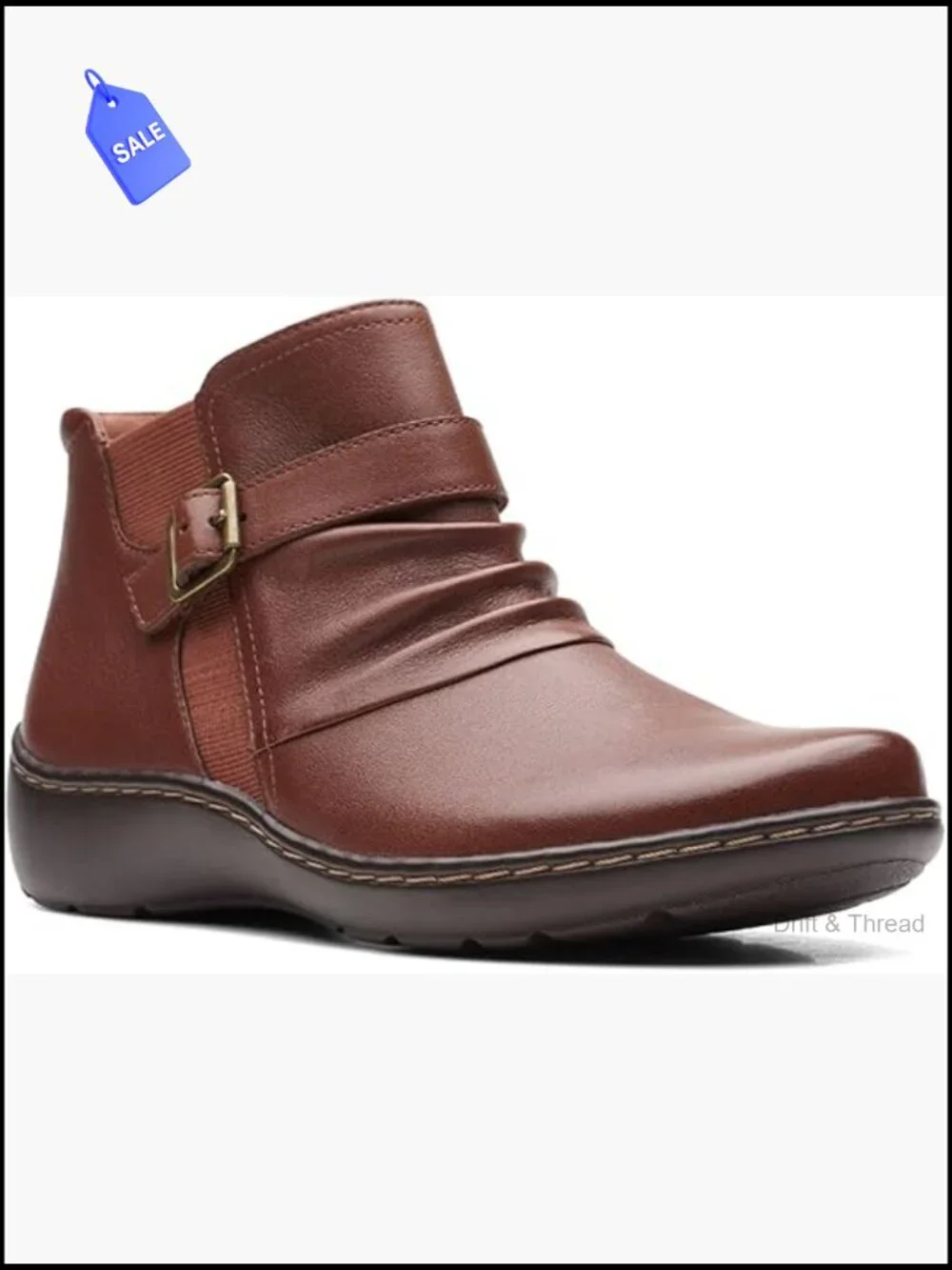 Clarks Women's Cora Rouched Ankle Boot Leather Zip